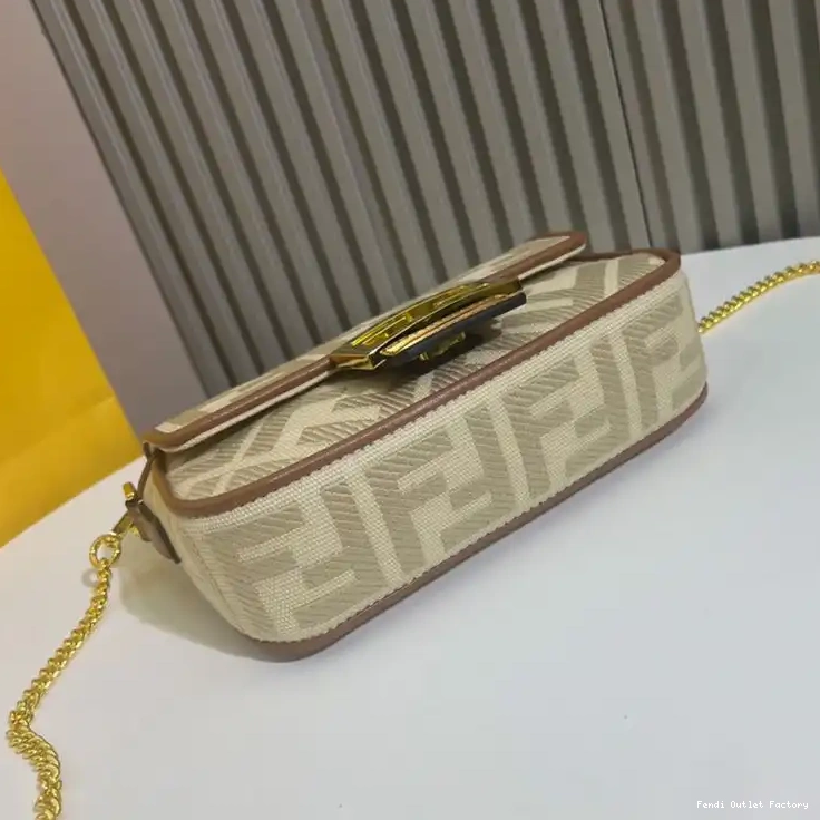 Cheap HOT Bag Canvas Mini Baguette Fendi Beige Motif In FF 0603